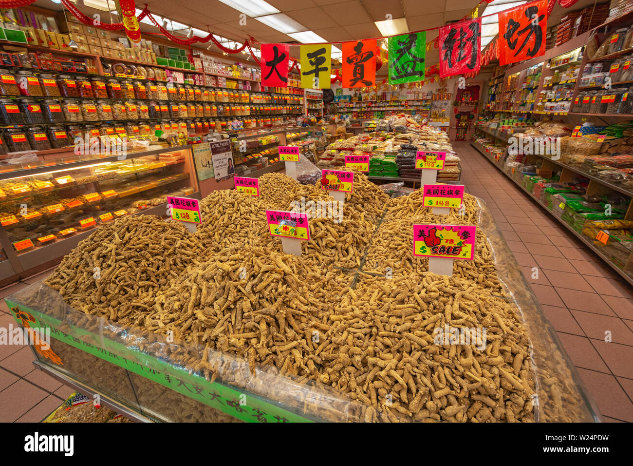 Canada, British Columbia, Vancouver, Chinatown, herb market Stock Photo