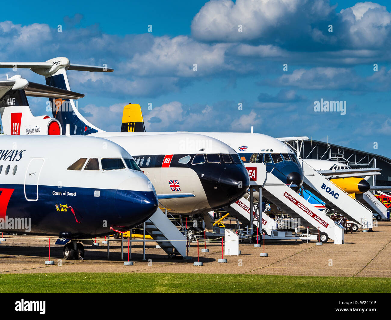 Historic British Airliners at the Imperial War Museum Duxford - Run by the Duxford Aviation Society the British Airliner Collection at Duxford IWM Stock Photo
