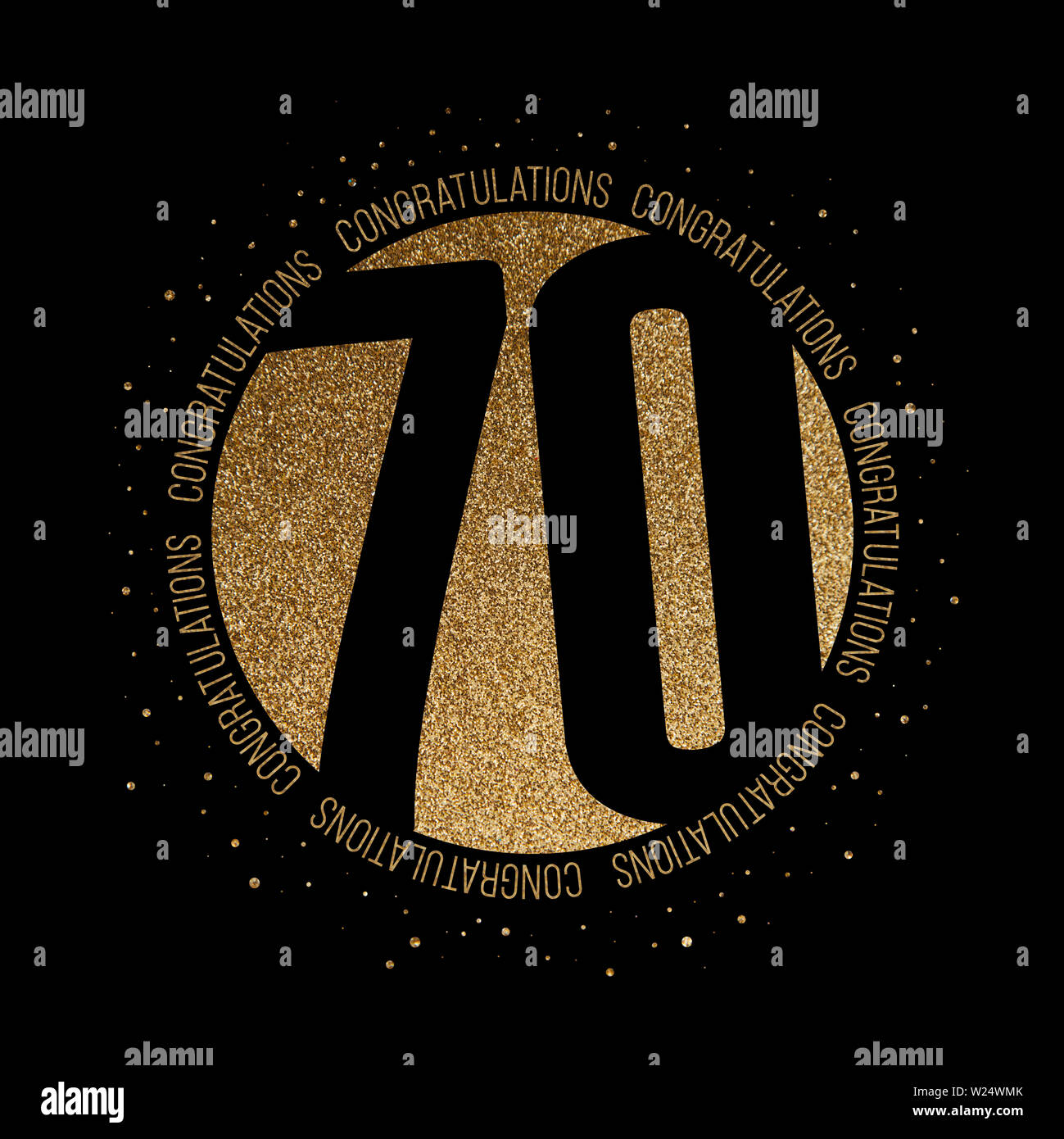 Congratulations number 70 birthday anniversary glitter circle design ...