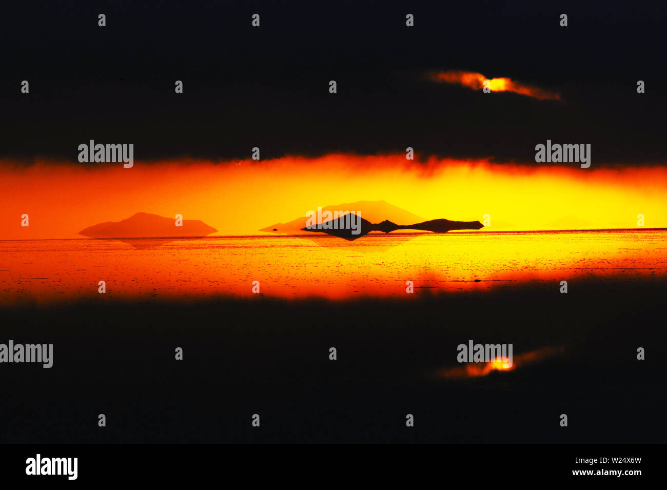 Uyuni Salt Flats rain season Stock Photo