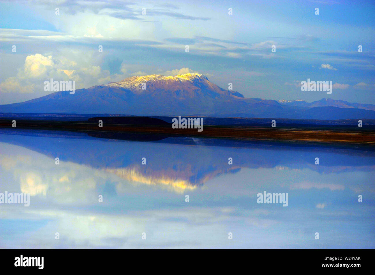 Uyuni Salt Flats rain season Stock Photo