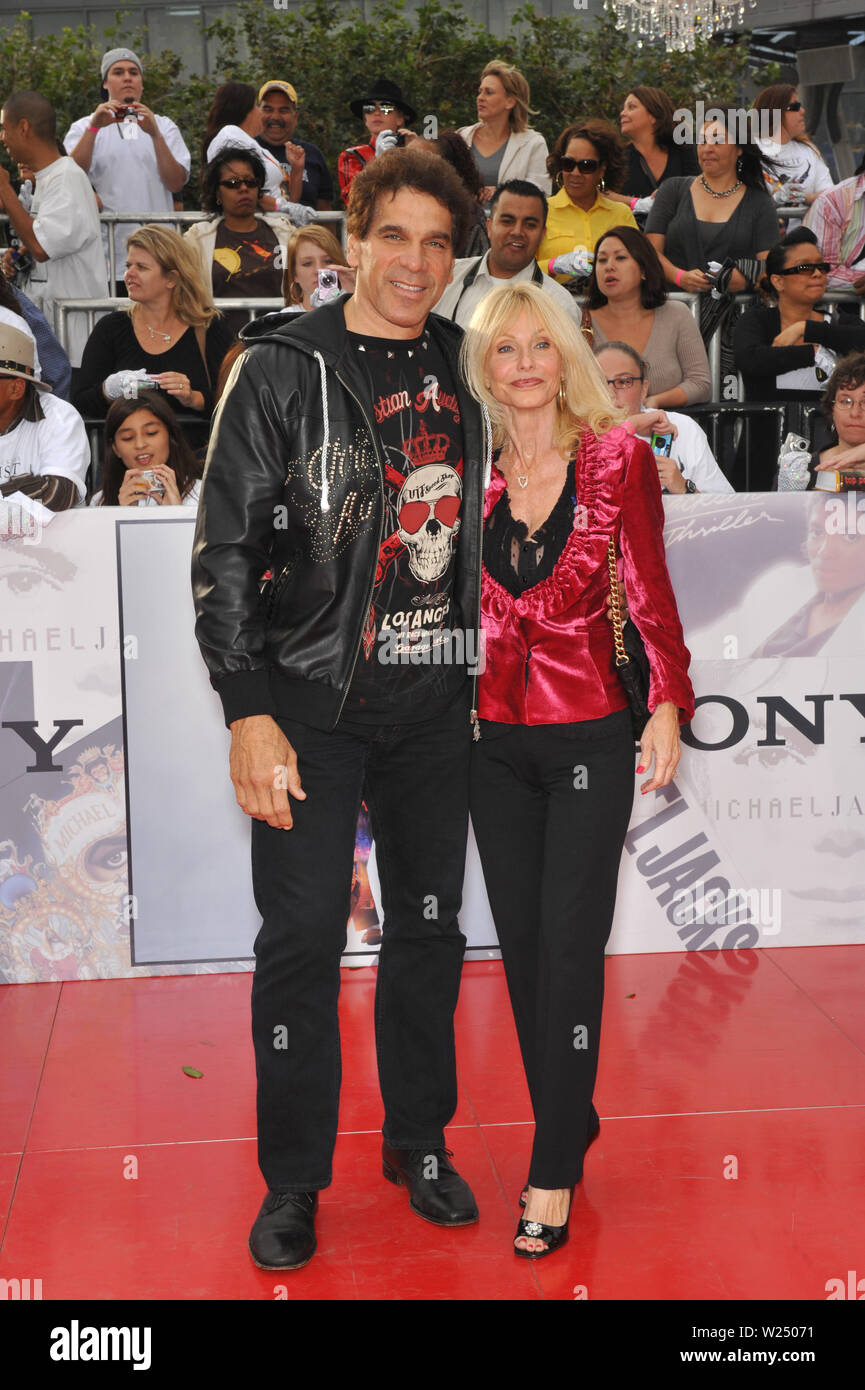 LOS ANGELES, CA. October 28, 2009: Lou Ferrigno & wife Carla at the premiere of Michael Jackson's 'This Is It' at the Nokia Theatre, L.A. Live in downtown Los Angeles. © 2009 Paul Smith / Featureflash Stock Photo