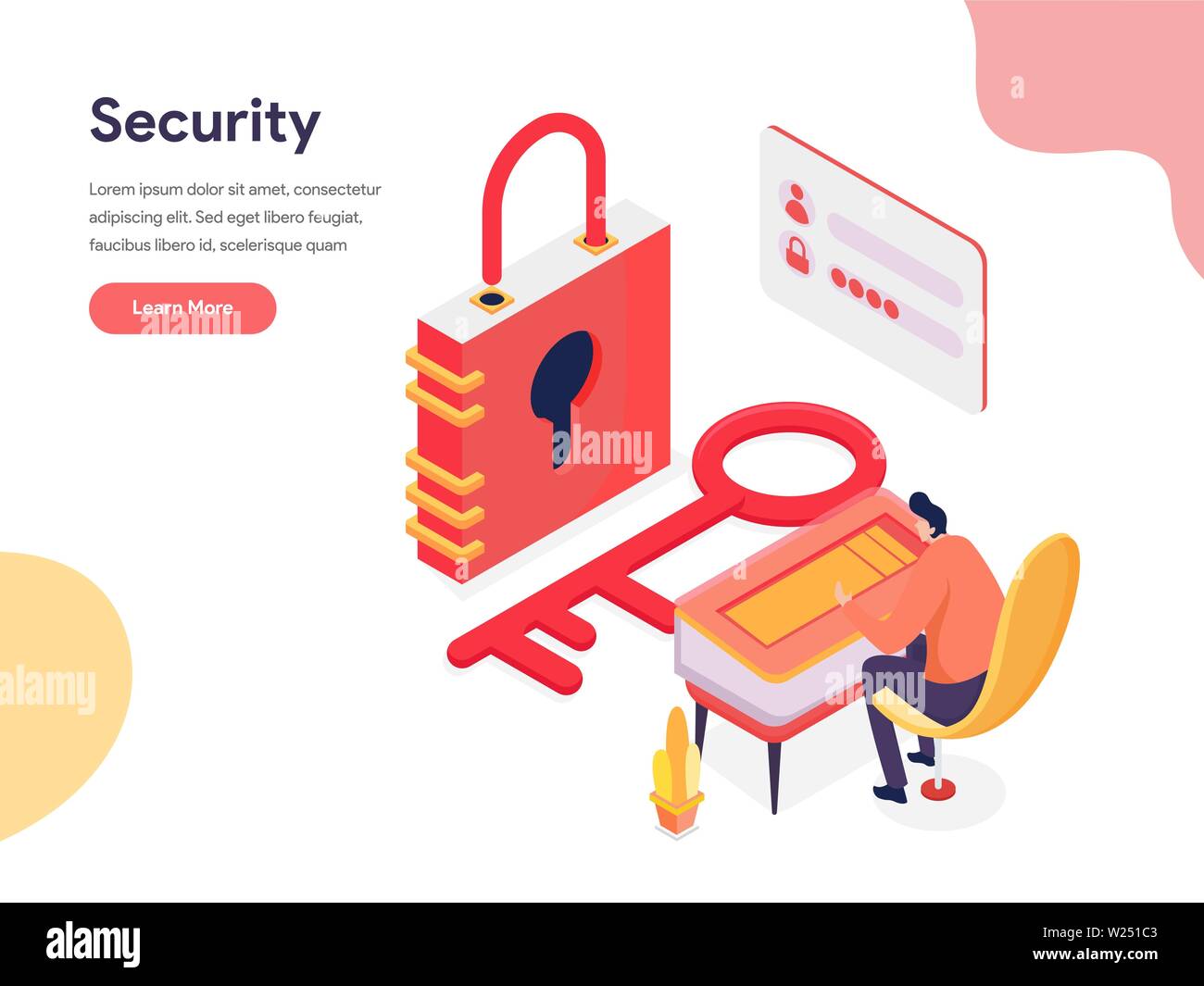 Access and Security Illustration Concept. Isometric design concept of web page design for website and mobile website.Vector illustration Stock Vector