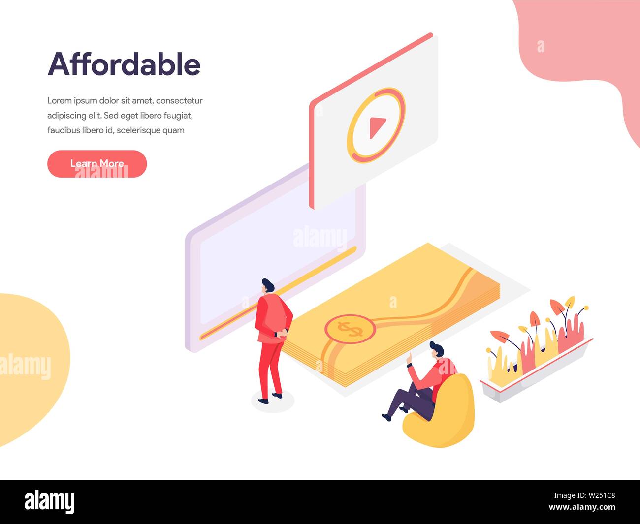 Cheap and Affordable Illustration Concept. Isometric design concept of web page design for website and mobile website.Vector illustration Stock Vector