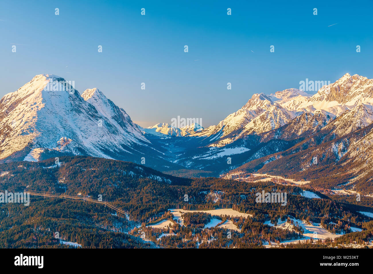 View of winter Alpine landscape in the Austrian federal state of Tirol. Seefeld. Austria Stock Photo