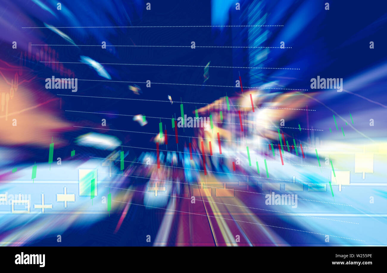 Market Overview In Abstract Finance Stock market with abstract light trials background. Index graph ...