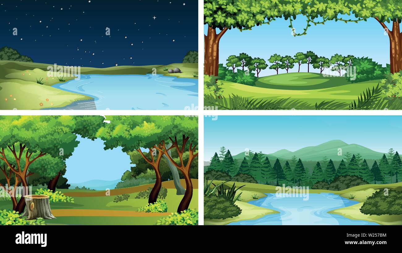 Set of nature landscape illustration Stock Vector Image & Art - Alamy