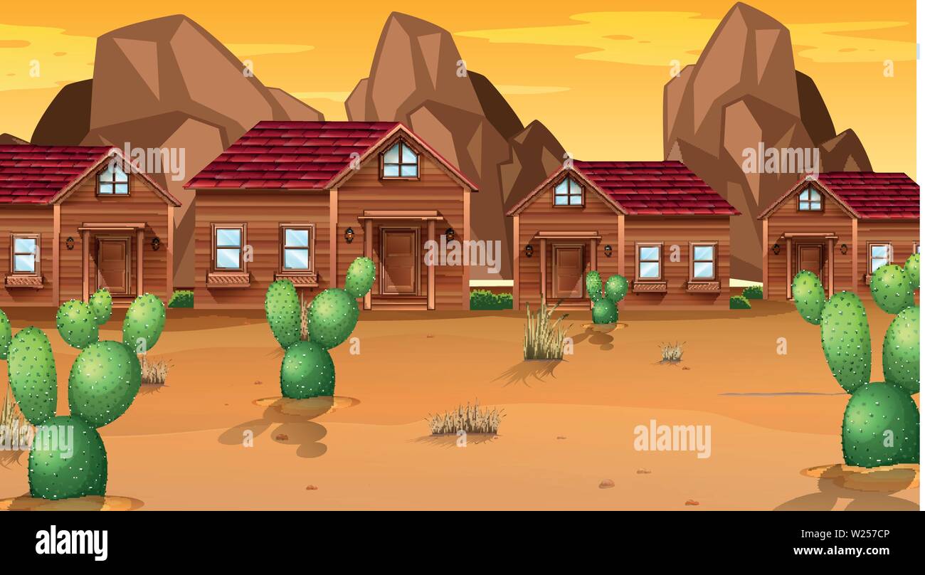 Town in the desert scene illustration Stock Vector Image & Art - Alamy