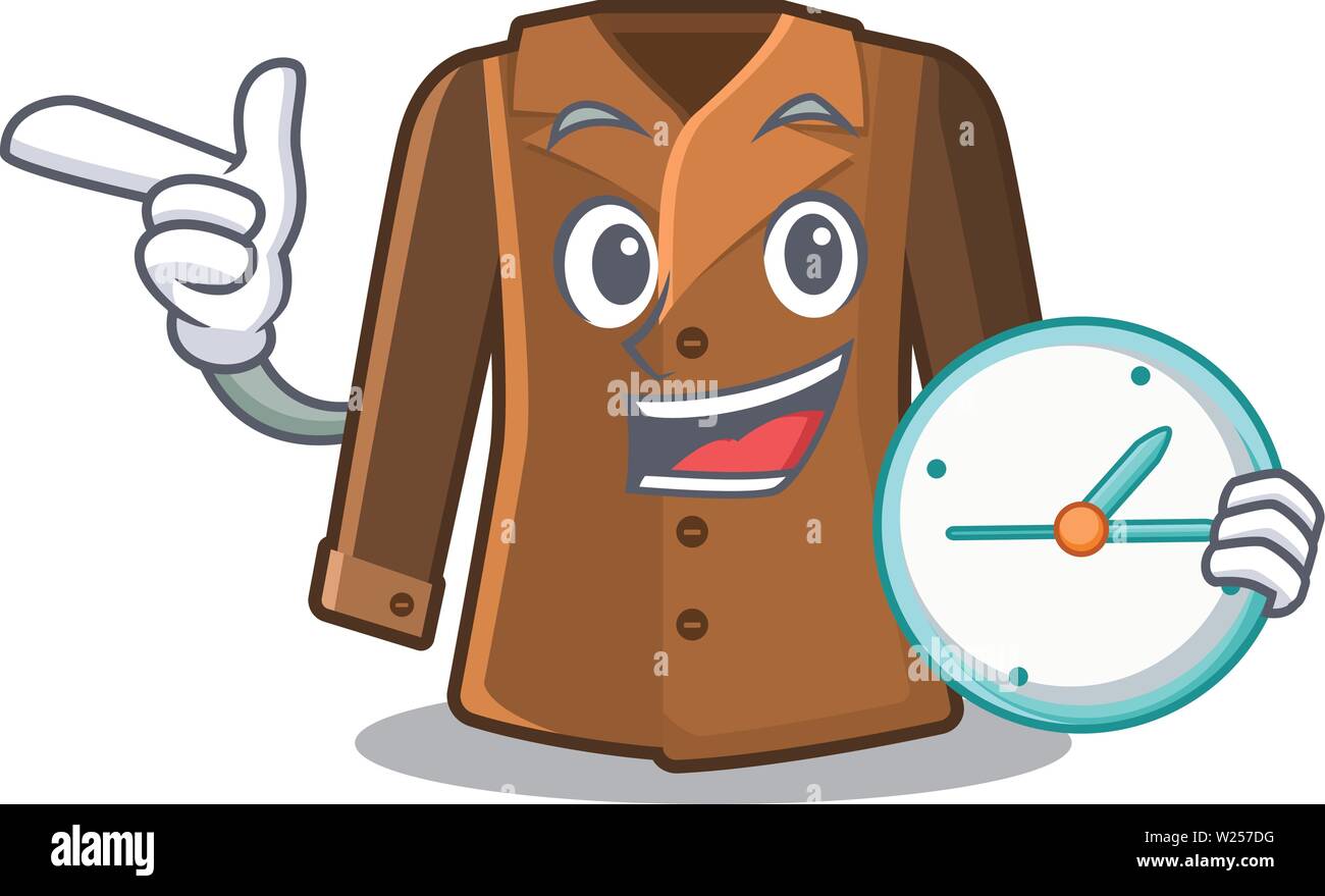 With clock coat isolated with in the mascot Stock Vector