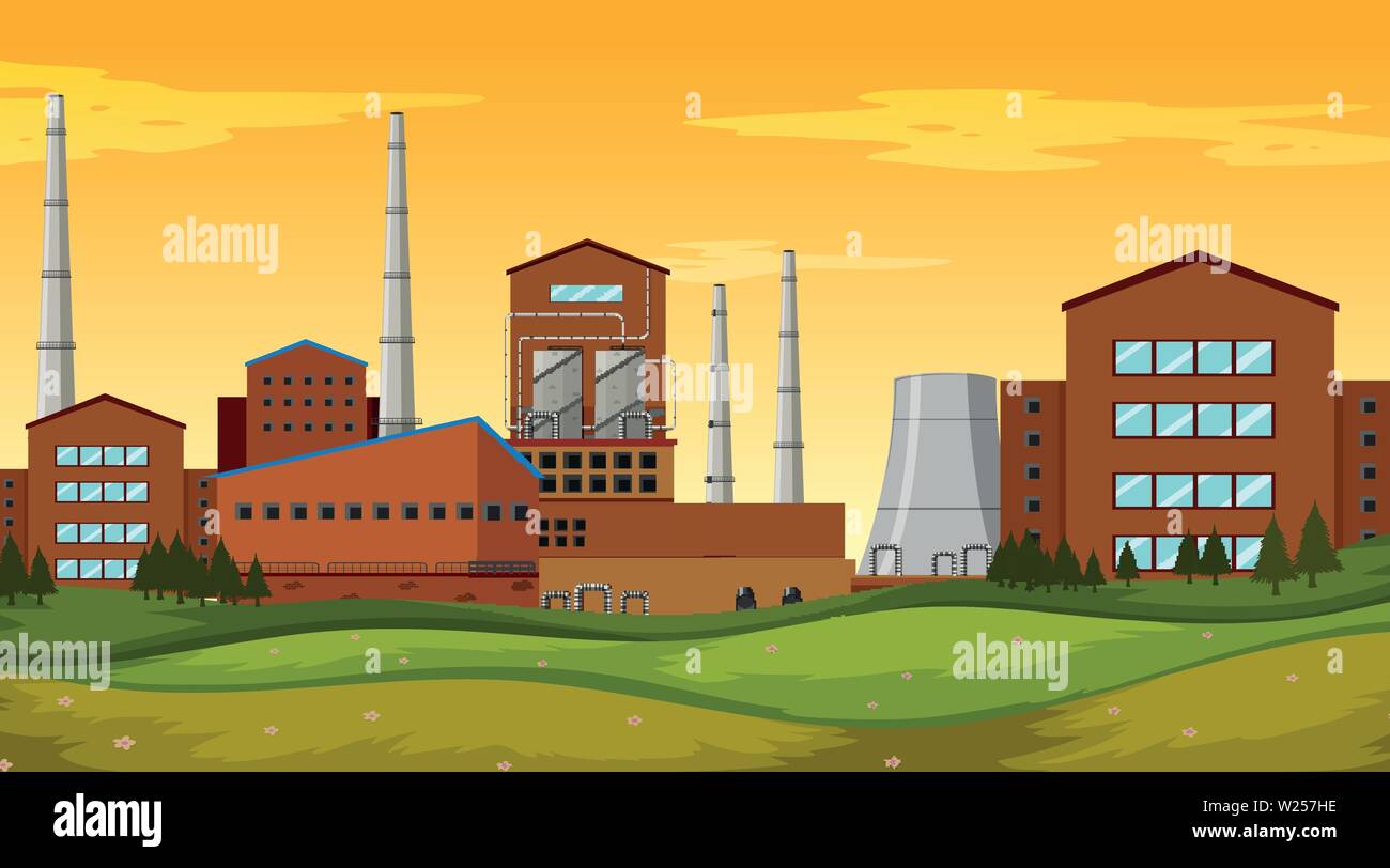 Factory site background scene illustration Stock Vector Image & Art - Alamy