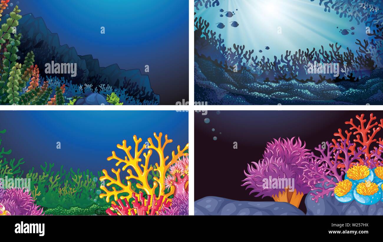 Set of underwater landscape illustration Stock Vector Image & Art - Alamy