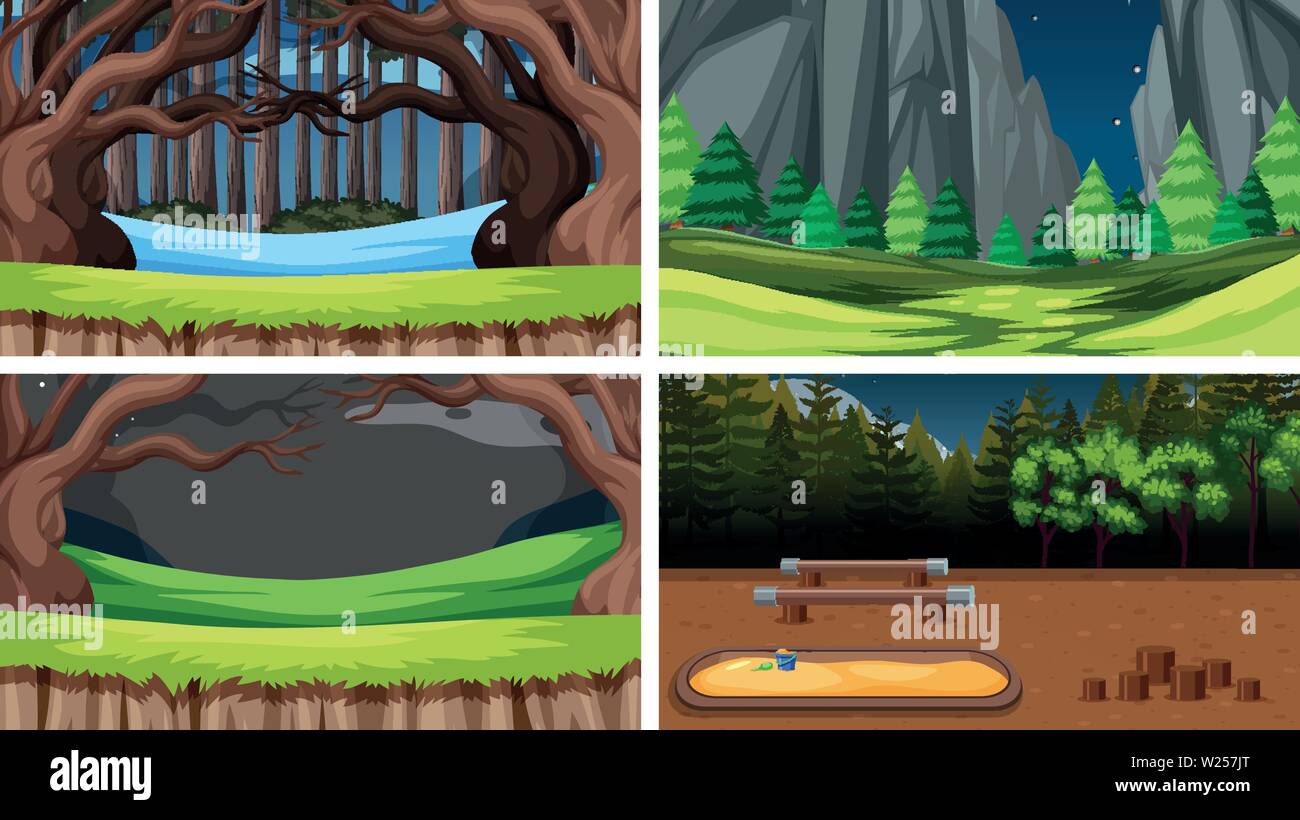 Set of nature landscape illustration Stock Vector Image & Art - Alamy