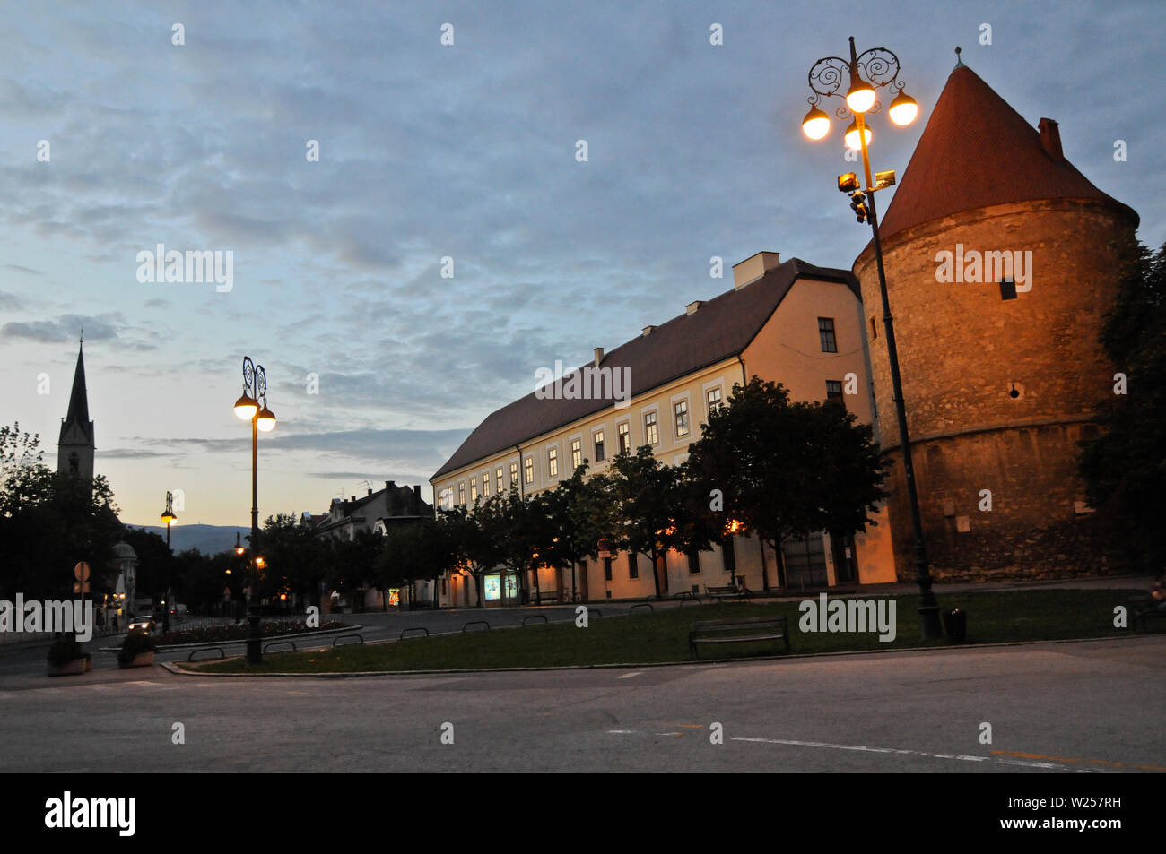 Zagreb Archbishop's Palace (Nadbiskupski duhovni stol)at twilight, Croatia Stock Photo