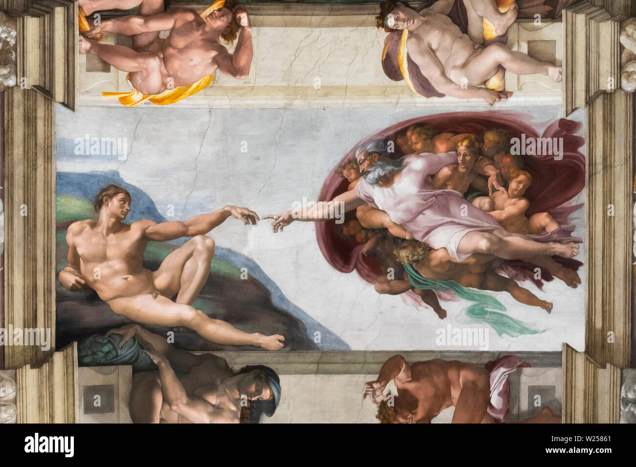 Ceiling of the Sistine chapel in the Vatican museum in Rome Stock Photo