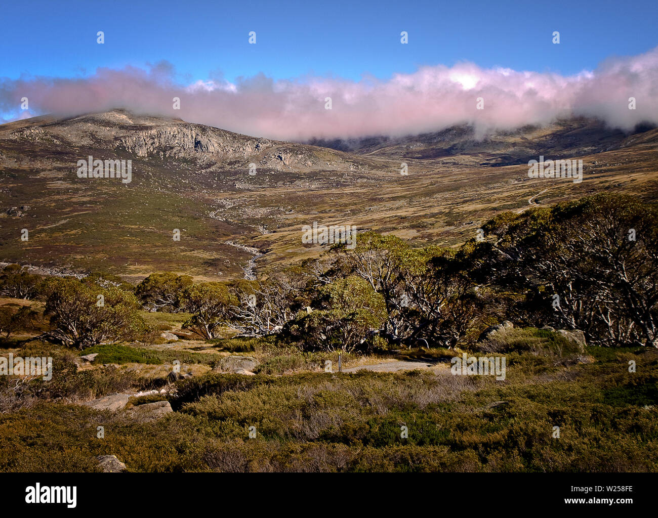Australia: Snowy Mountains, NSW. Clouds over main range from Charlotte Pass. Stock Photo