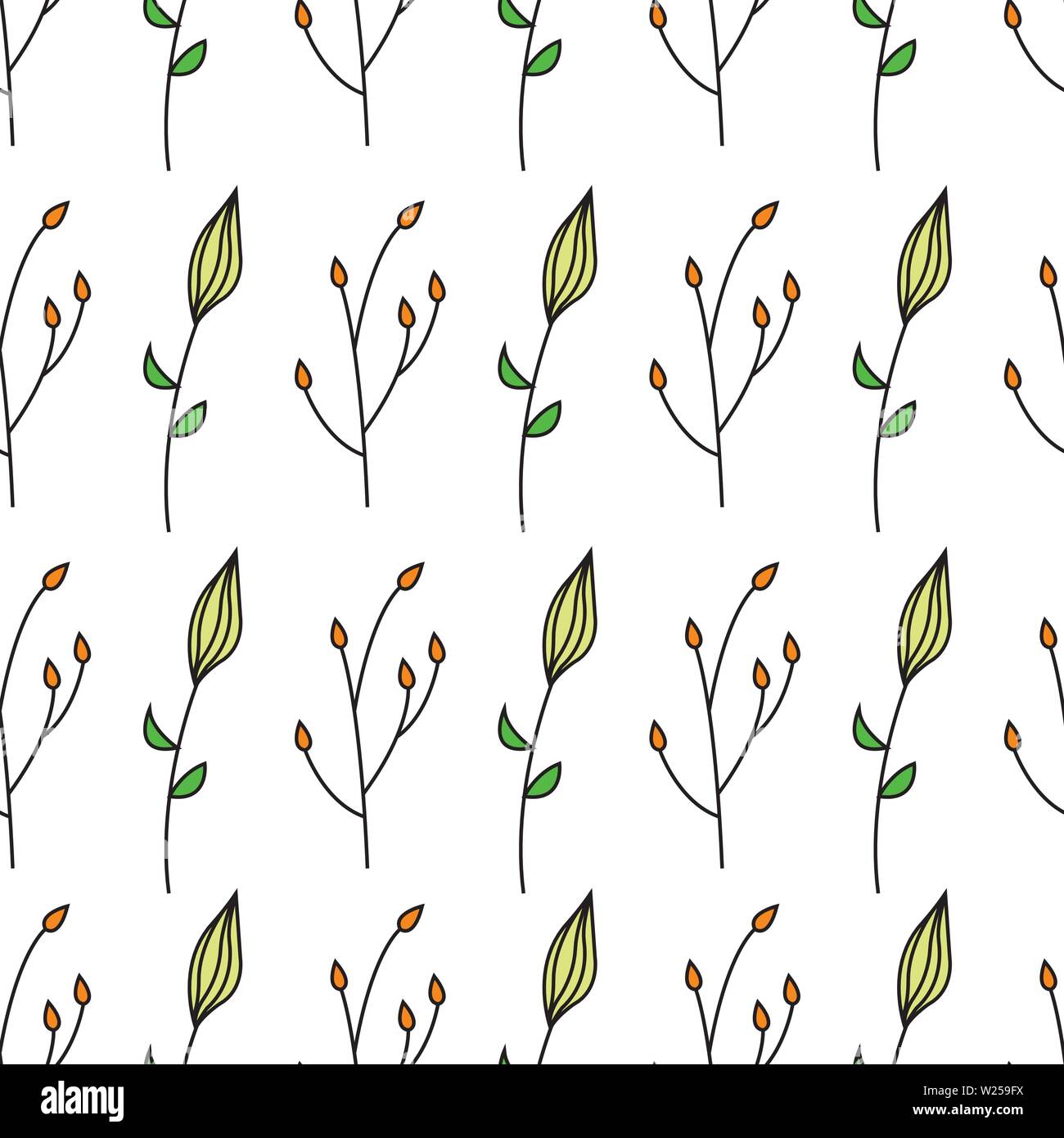 Seamless foliage pattern with minimalist style Stock Vector