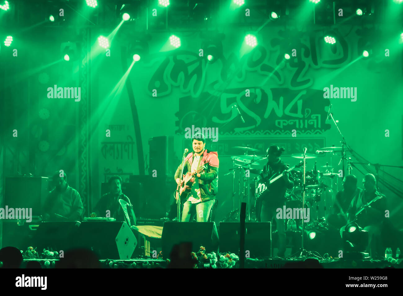 Kolkata India 1 May 2019 - Guitarist performing rock concert venue with
