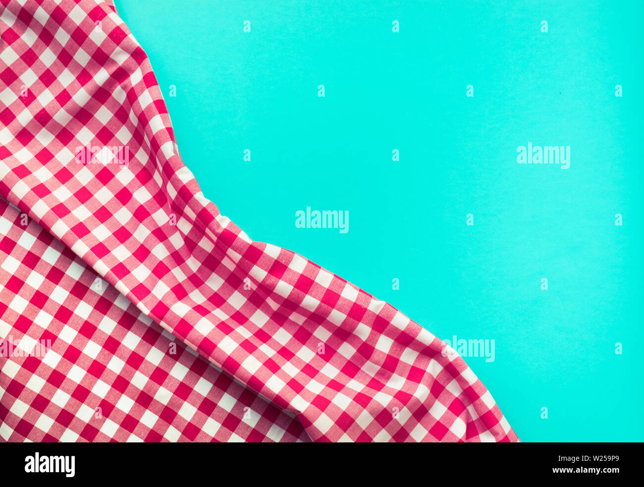 Seamless red checkered fabric with blue background.For decoration key ...