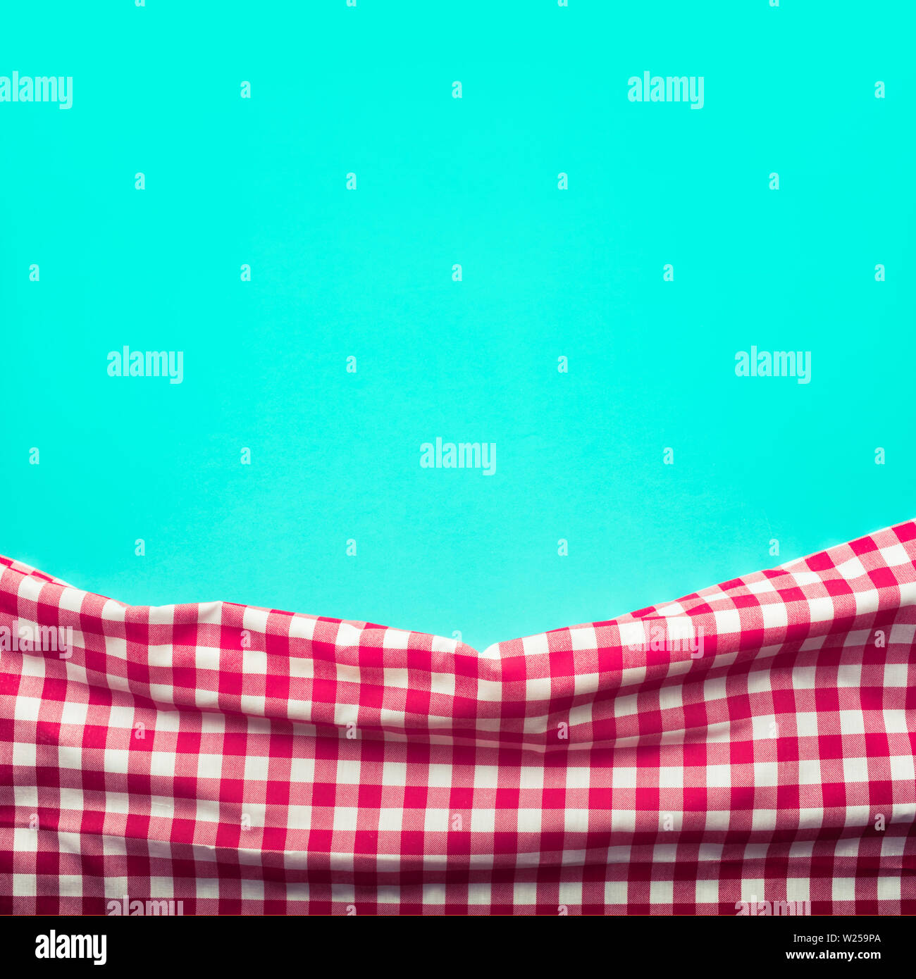 Seamless red checkered fabric with blue background.For decoration key visual layout Stock Photo