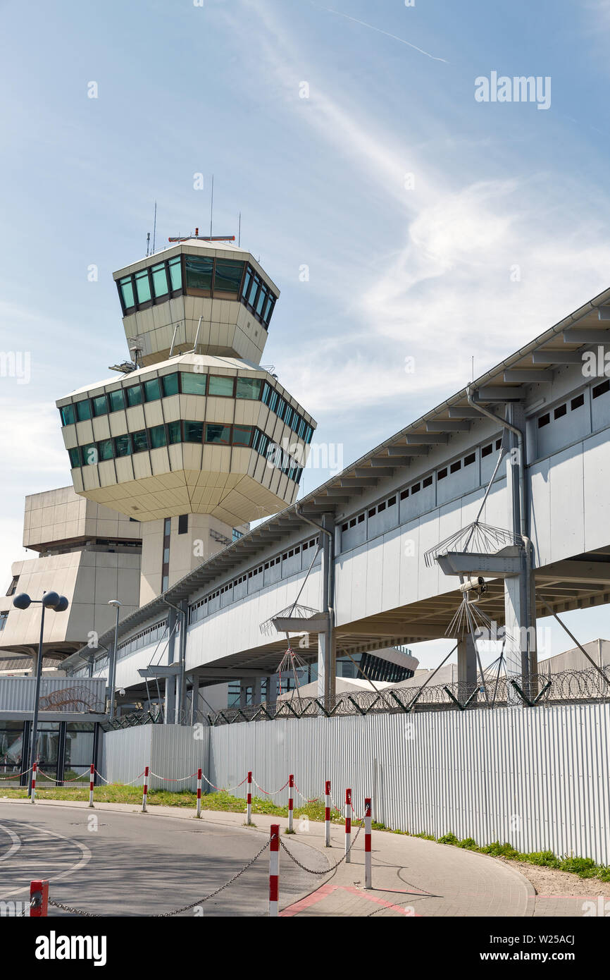 Airport Tegel air traffic control tower in Berlin, Germany. Stock Photo