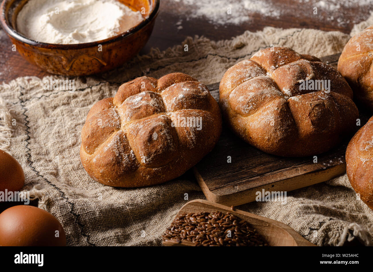Delicious rye pastry buns, fresh and salty Stock Photo - Alamy