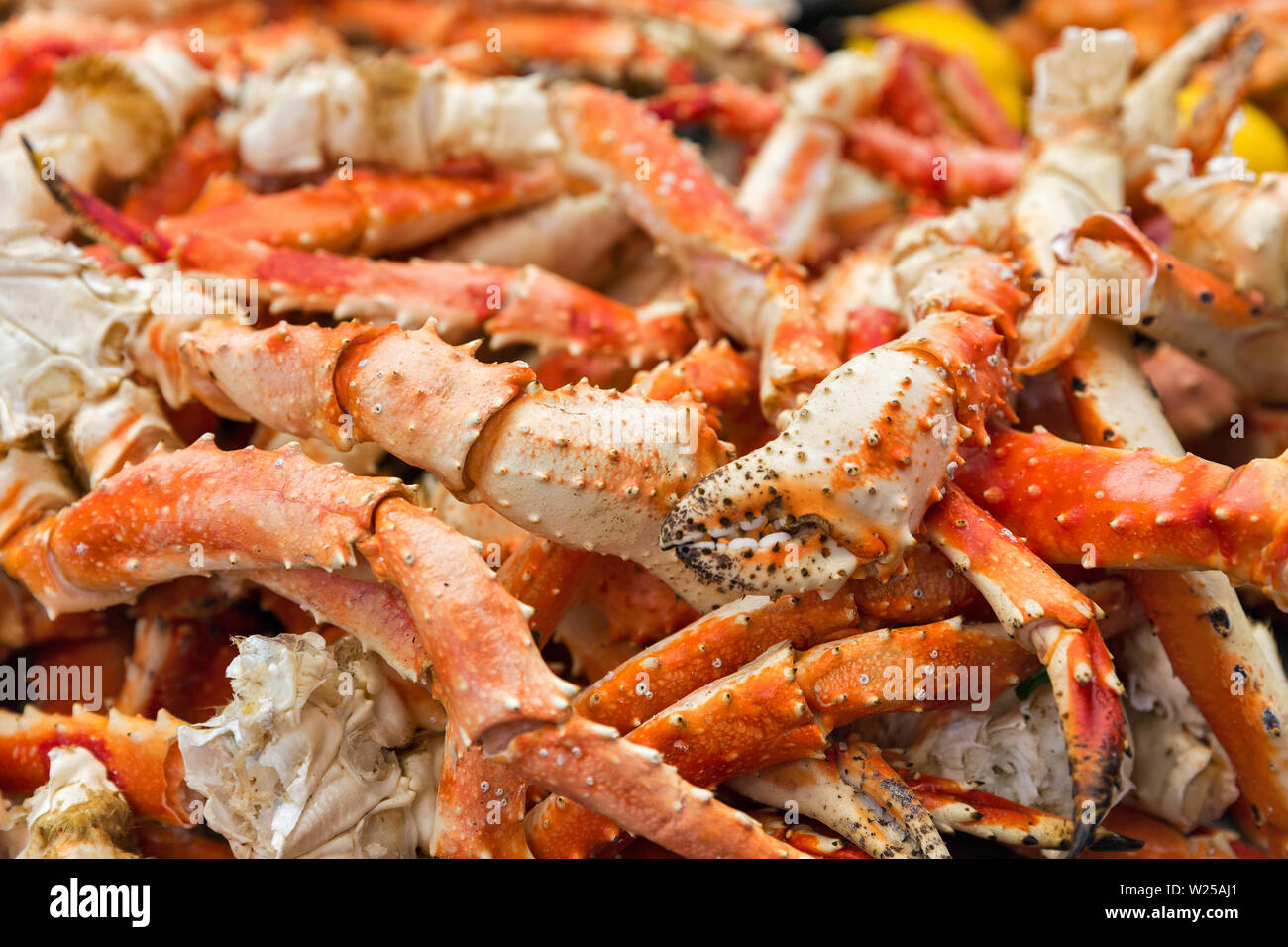 red cooked crab claws closeup background Stock Photo - Alamy