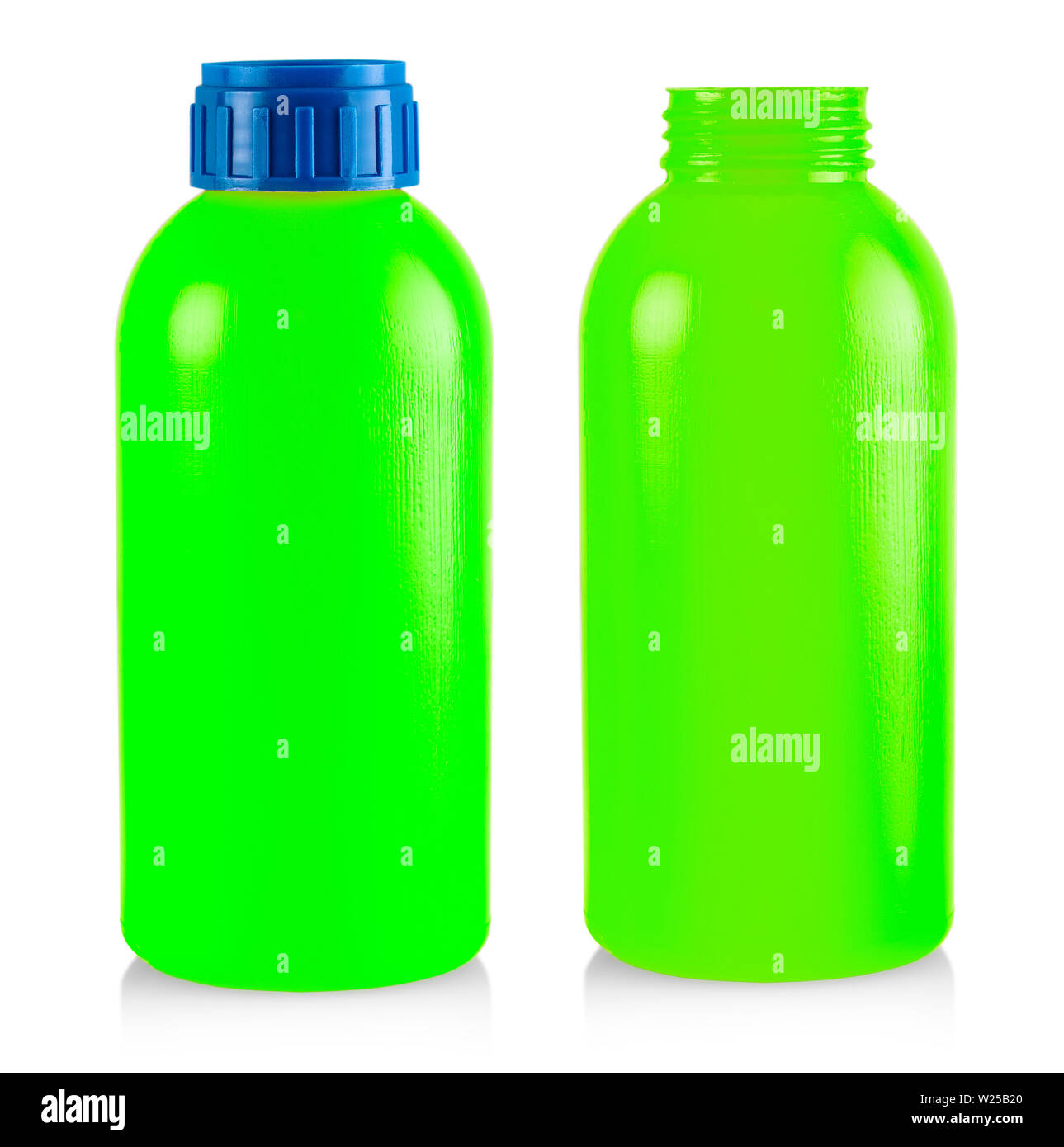 green plastic bottle isolated on white background Stock Photo - Alamy
