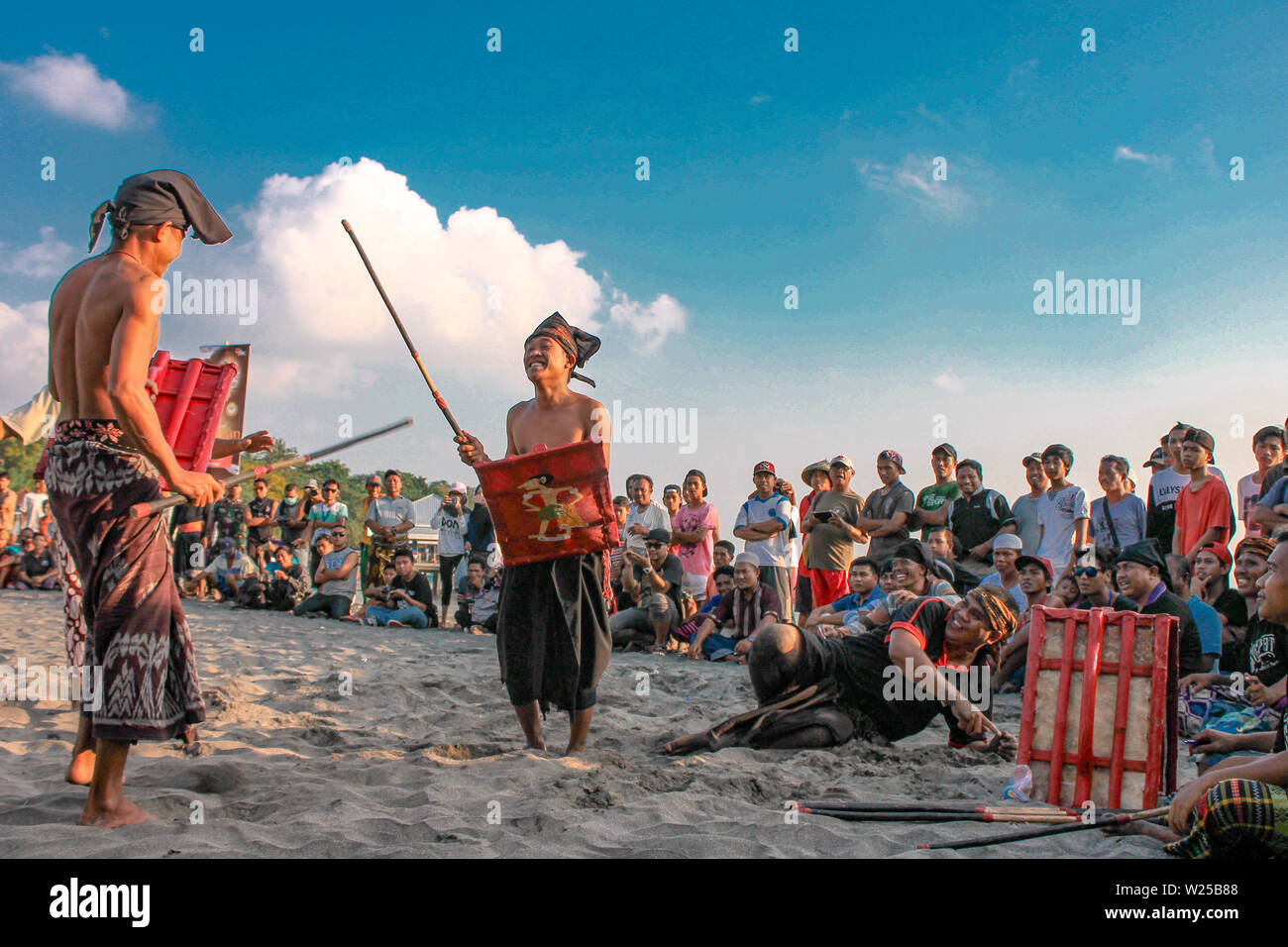 Peserean, one of the Sasak culture in Lombok, Indonesia. Stock Photo
