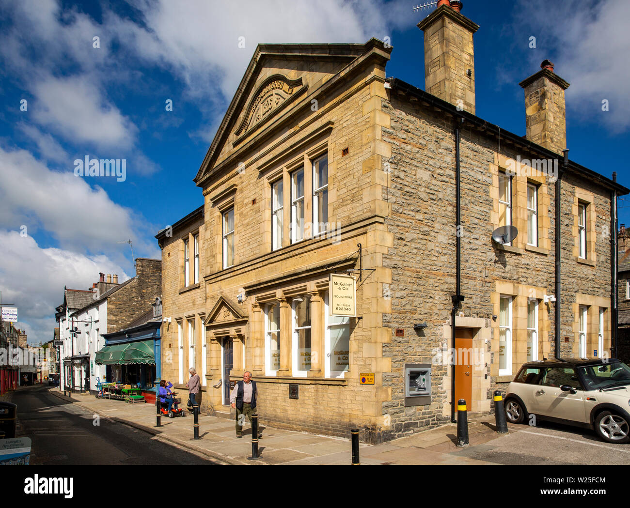UK, Cumbria, Sedbergh, Main Street, solicitor’s office in former Bank Building Stock Photo
