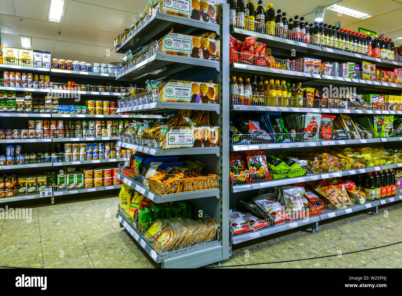 Asian supermarket 'Go Asia' supermarket shelves, Dresden, Germany Stock Photo