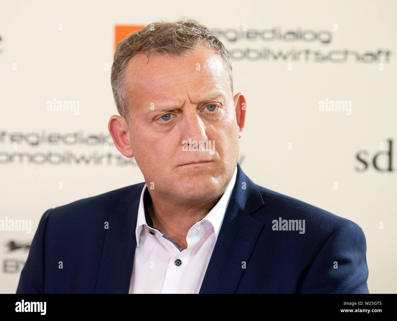 Berlin, Germany. 04th July, 2019. Roman Zitzelsberger, District Manager IG Metall Baden-Württemberg, during a press conference on the Strategy Dialogue Automotive Industry. Credit: Soeren Stache/dpa/Alamy Live News Stock Photo