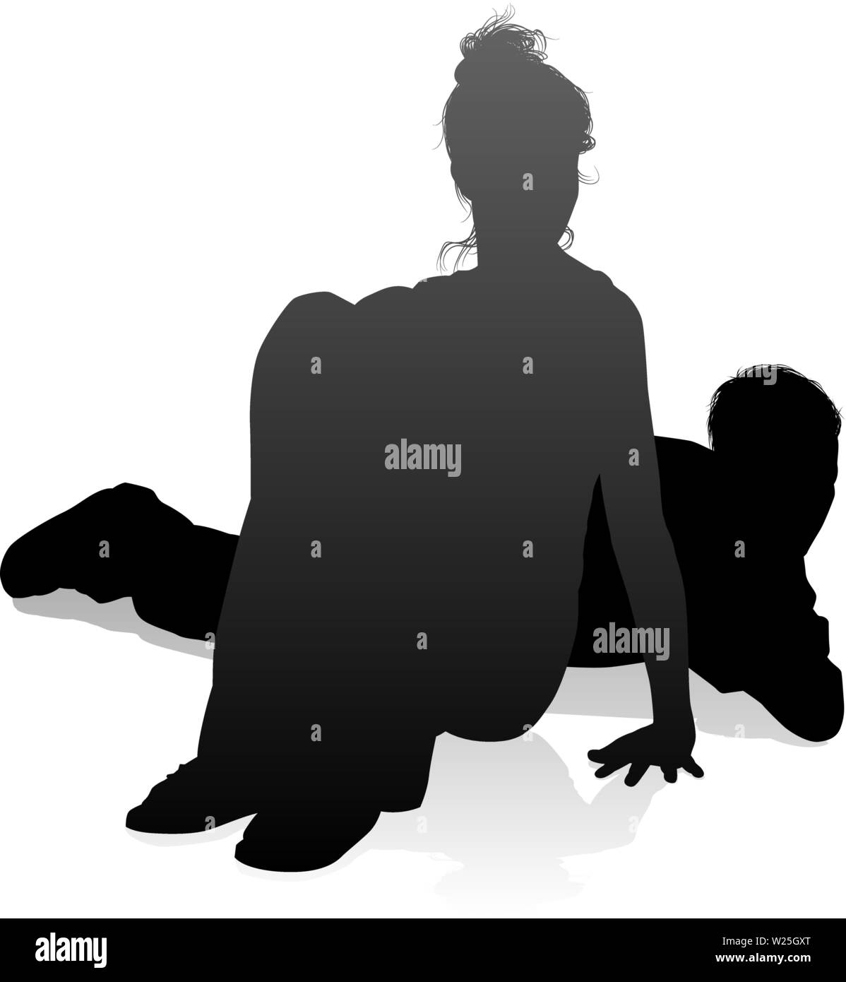 Black woman sitting silhouette hi-res stock photography and images - Alamy