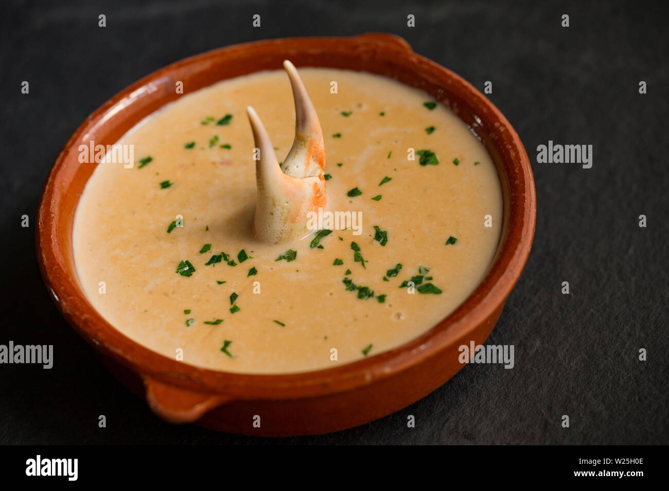 A homemade spider crab bisque made from a spider crab, Maja