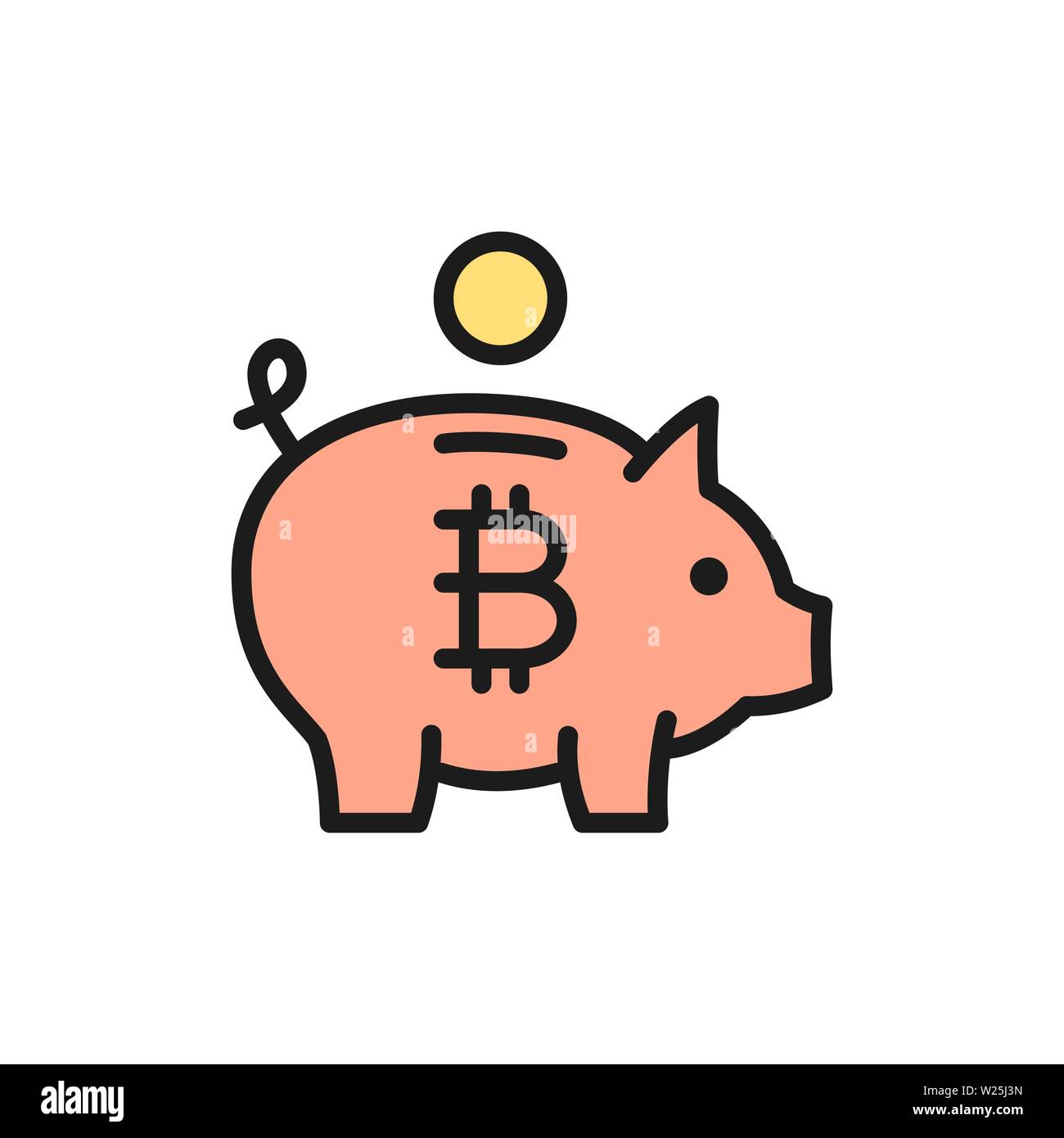 Piggy bank with bitcoin, cryptocurrency, crypto coin flat color icon Stock  Vector Image & Art - Alamy