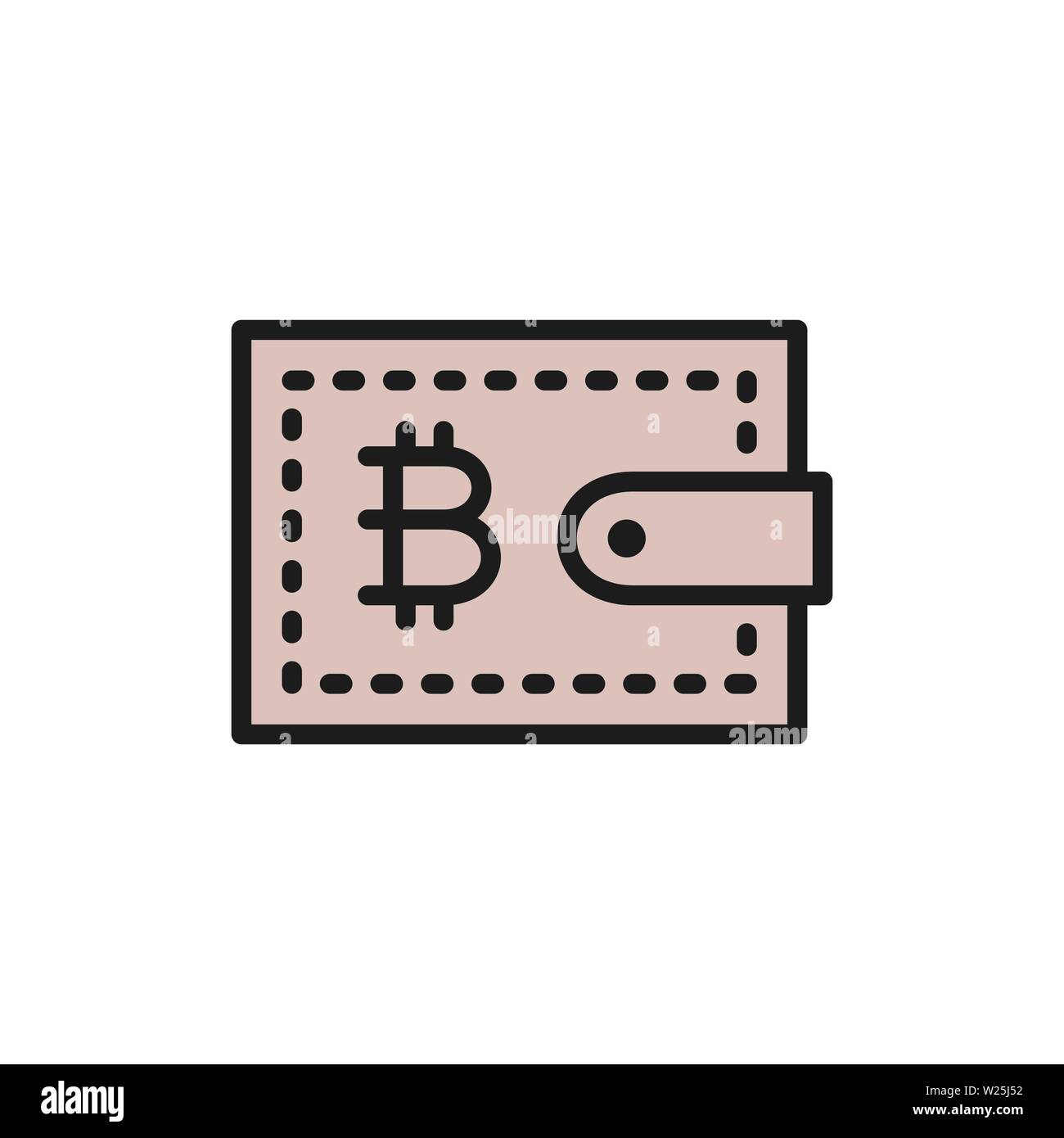 Vector bitcoin wallet, cryptocurrency flat color icon. Stock Vector