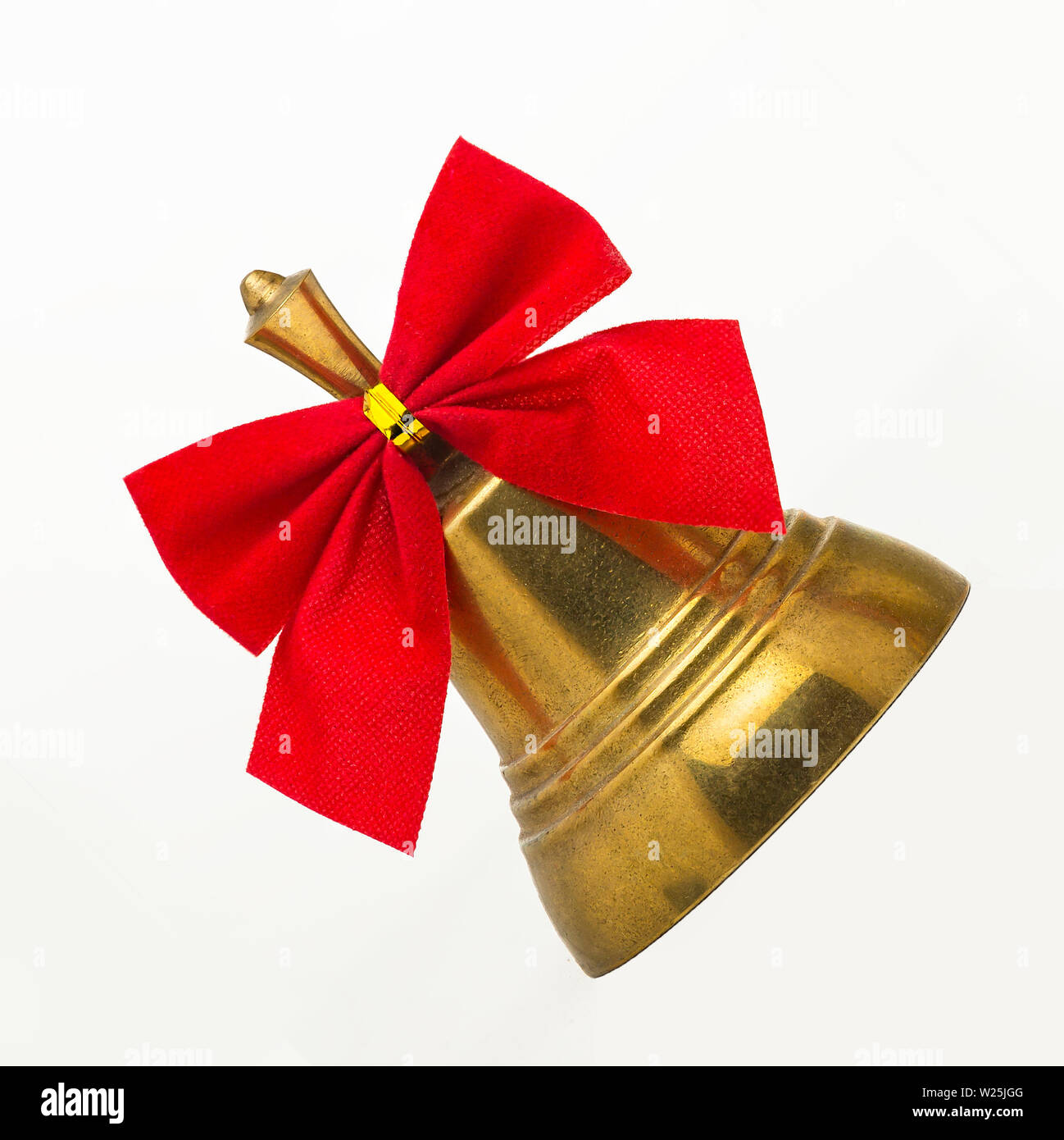 Christmas bells with red bows isolated on white background Stock Photo ...