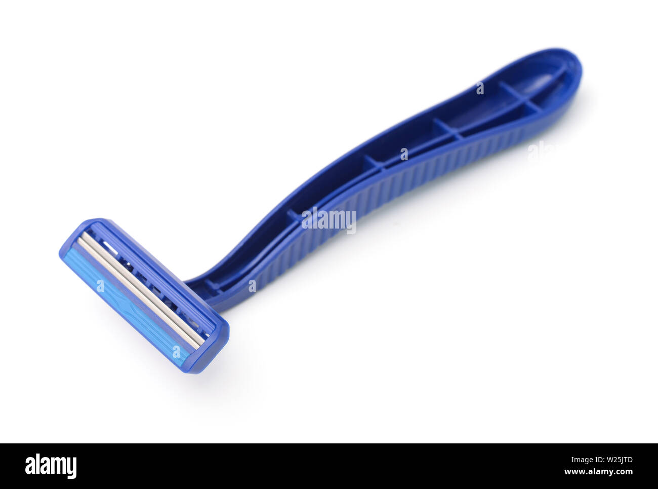 Twin blades plastic disposable razor isolated on white Stock Photo