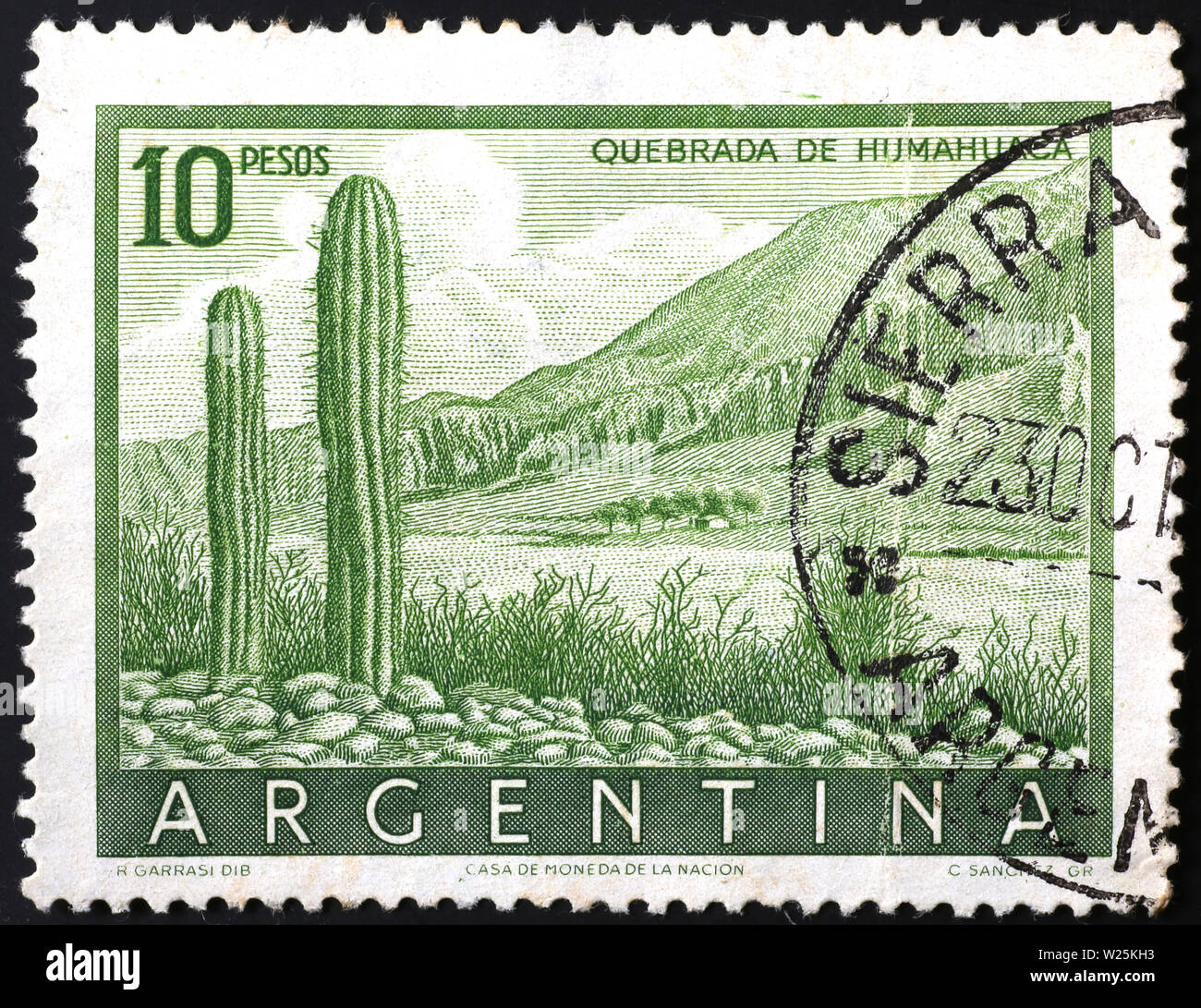 Argentine arid landscape on vintage postage stamp Stock Photo - Alamy
