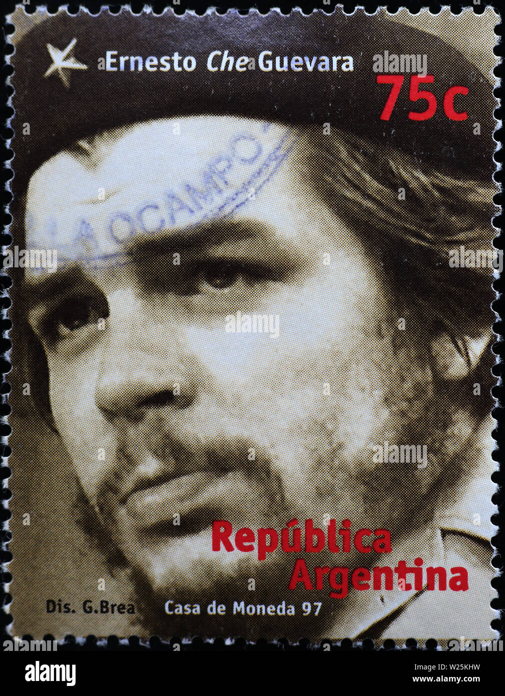 Ernesto Che Guevara portrait on stamp of Argentina Stock Photo