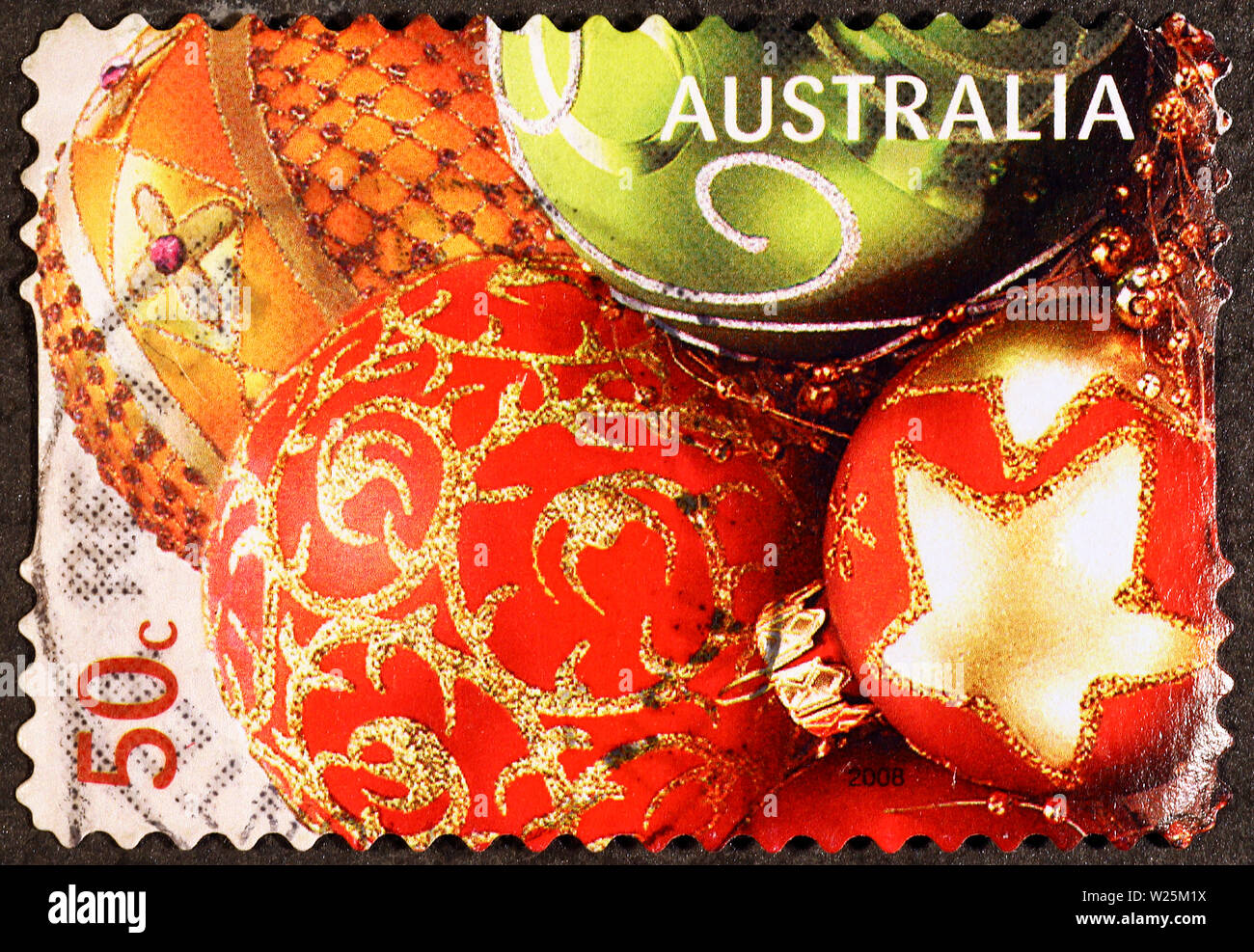 Christmas decorations on australian postage stamp Stock Photo