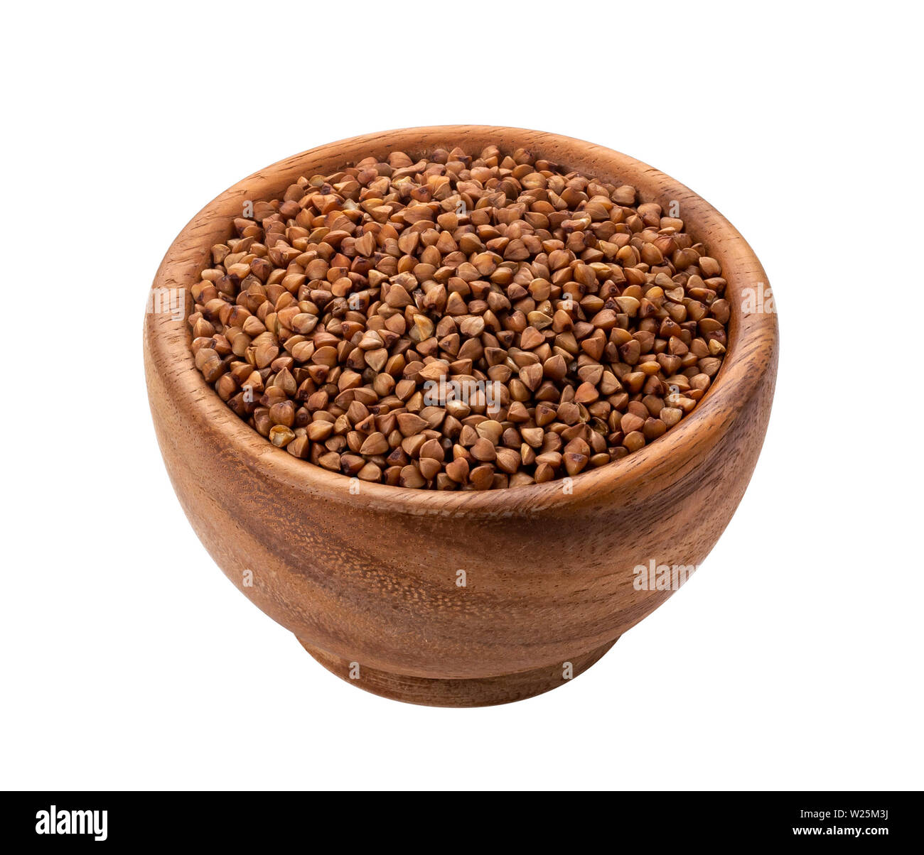 Brown wooden bowl with dry uncooked buckwheat grain Stock Photo Alamy
