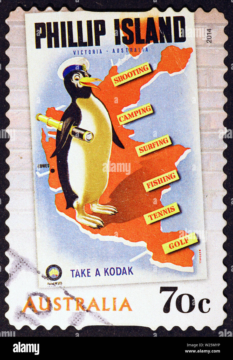 Phillip Island of Australian promoted on postage stamp Stock Photo