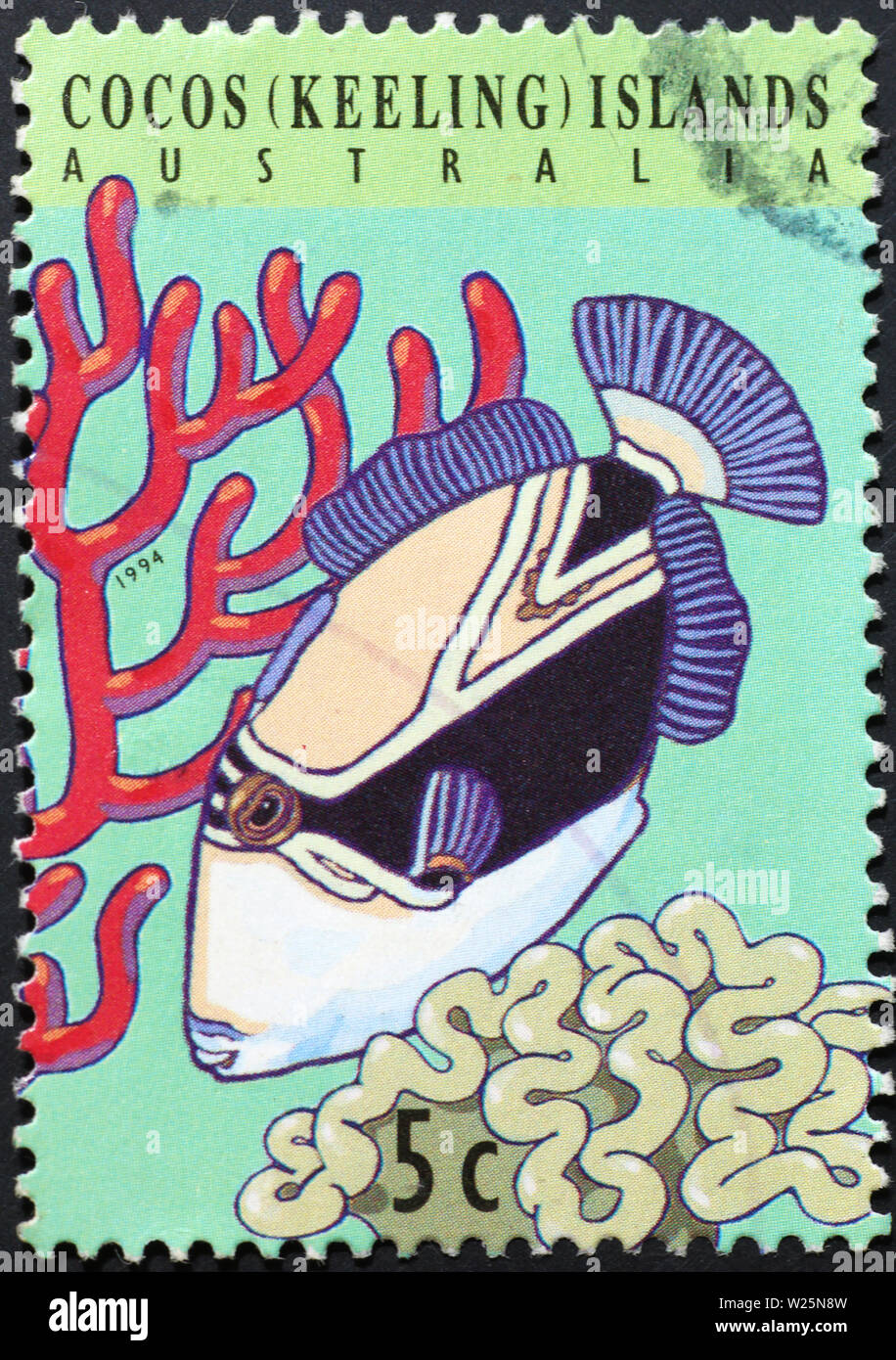Triggerfish on australian postage stamp Stock Photo