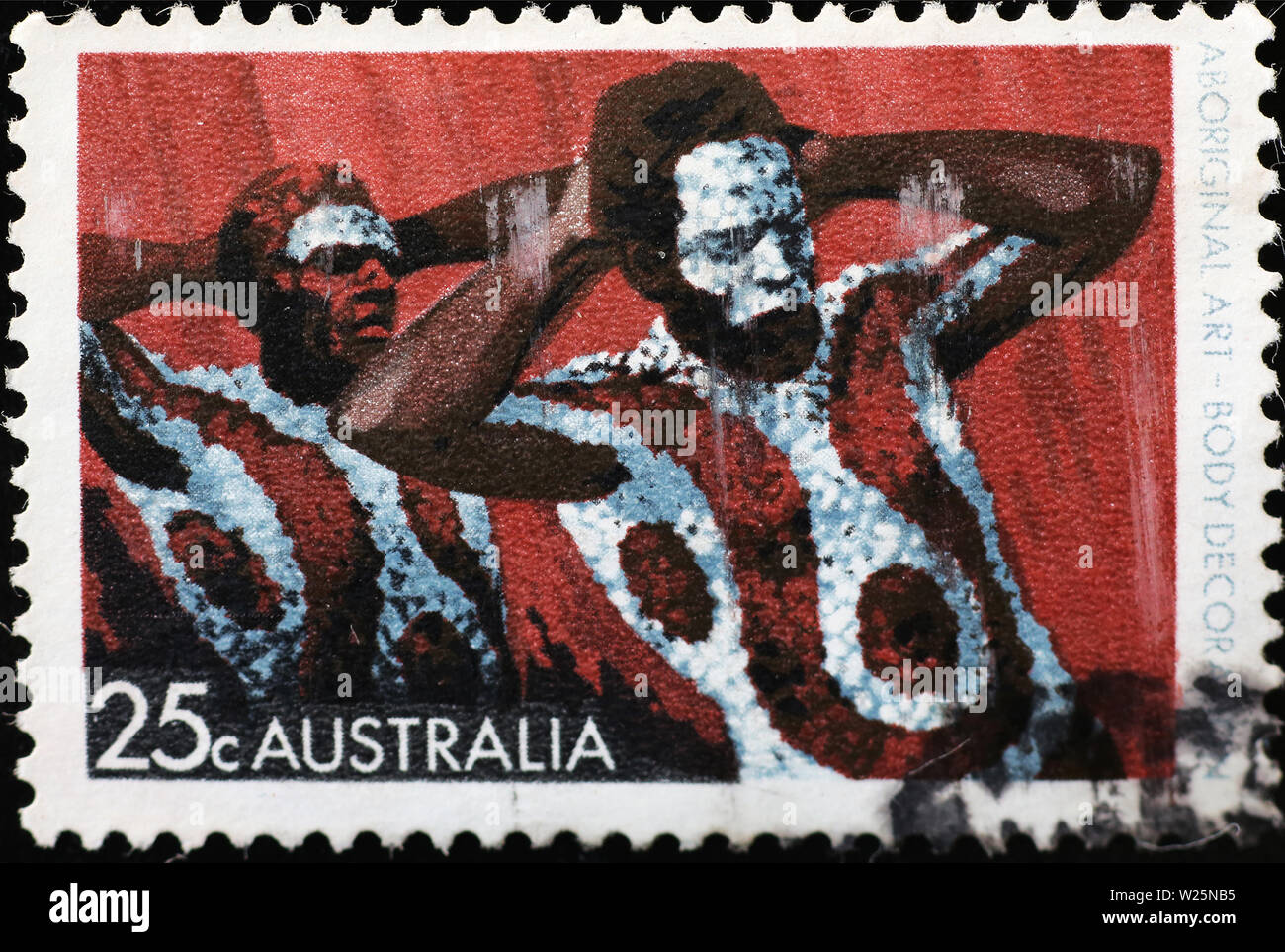 Two native australians on postage stamp Stock Photo