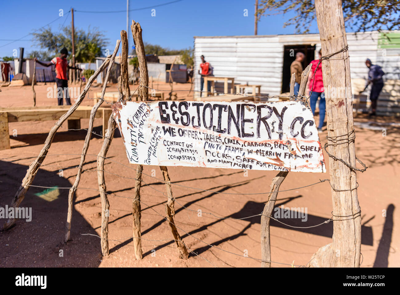 Local joinery workshop in a township on the outskirts of Otjiwarongo, Namibia Stock Photo
