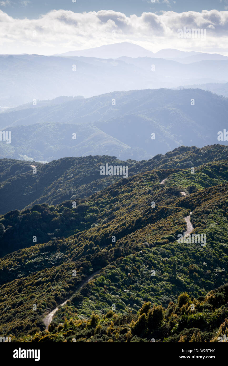 Hazy hills, ridges, Wainuiomata Hill, Hutt City, Wellington, North