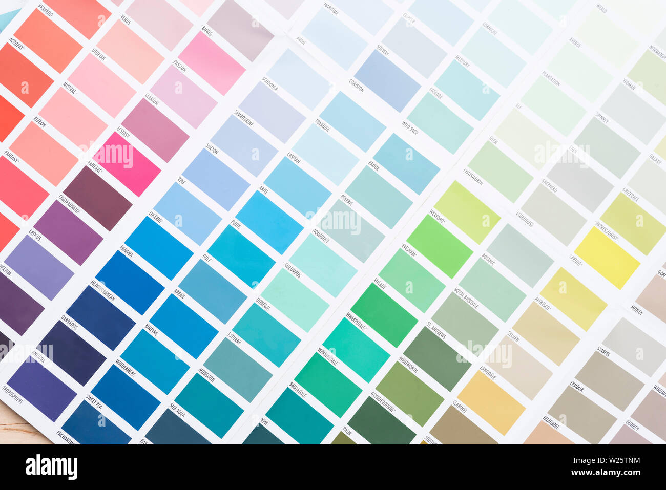 A close up of paint sample colour / color charts Stock Photo - Alamy