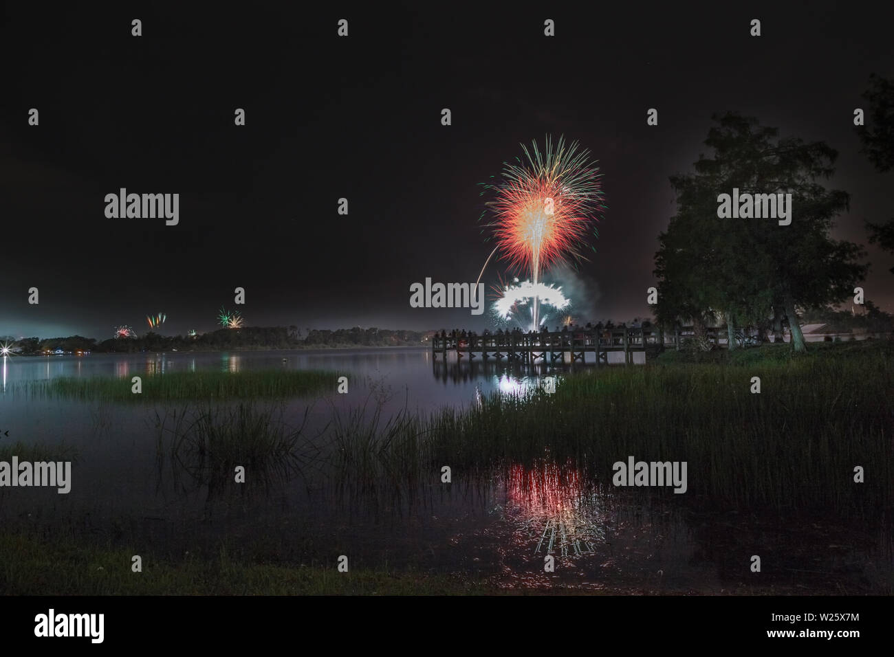 Fireworks over Sugden Regional Park in Naples, Florida on Independence