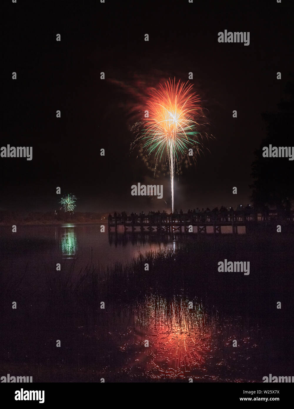 Fireworks over Sugden Regional Park in Naples, Florida on Independence