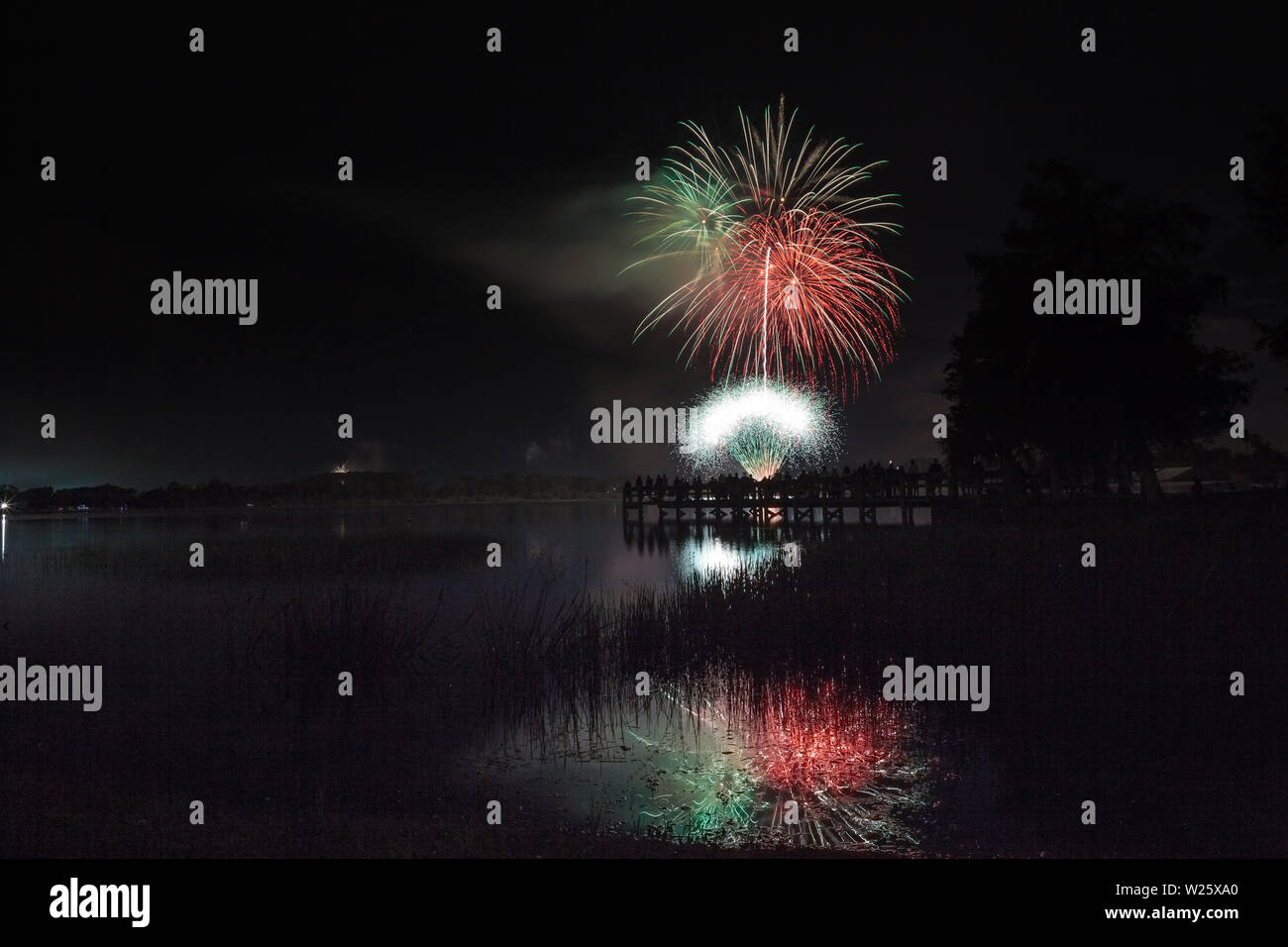 Fireworks over Sugden Regional Park in Naples, Florida on Independence